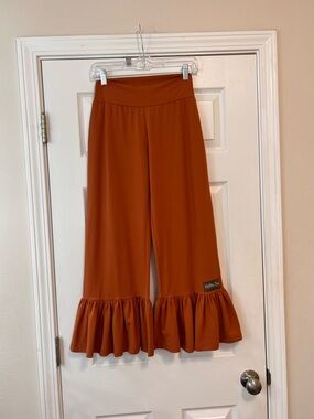 Matilda Jane Rust Ruffle Hem Pants Boho Flare Wide Leg Cottagecore Cute